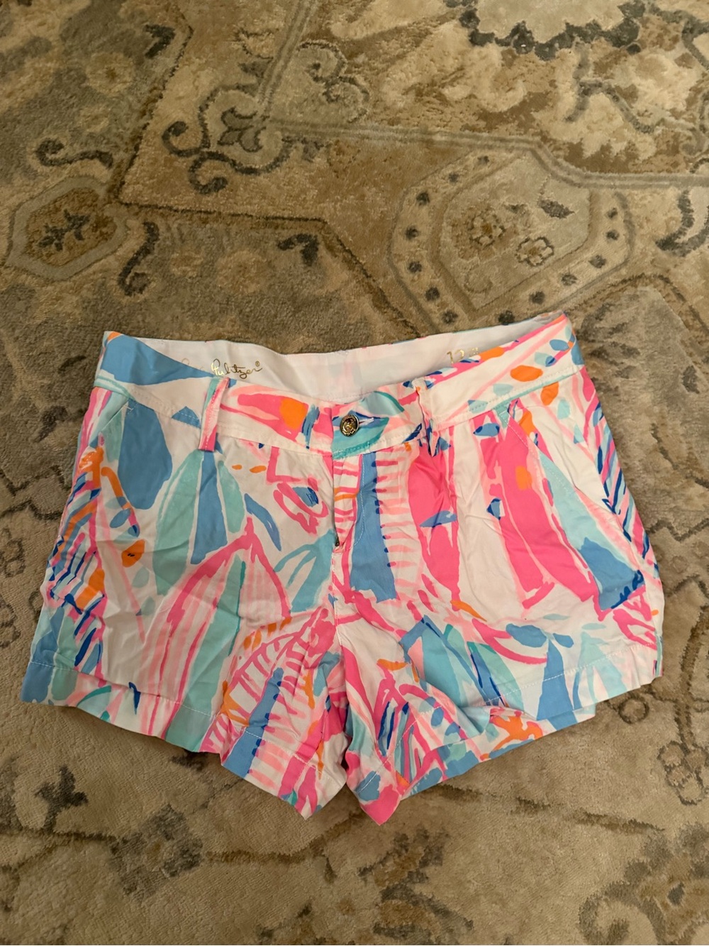 Lilly Pulitzer Vibrant Pink, Blue & Coral Tropical Print Shorts